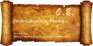 Ondrejkovics Benke névjegykártya